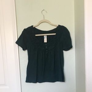 Anthropologie Green Buttoned Top